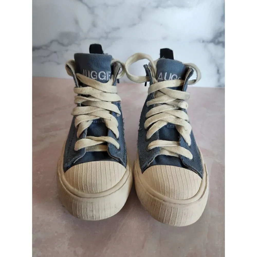 Zara 30 or 12.5 boys high top fabric rubber sneaker blue Auggie embroidery Augus
